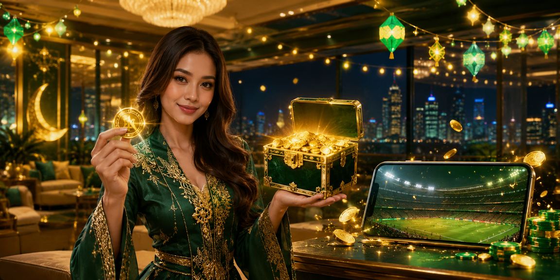 Suasana festival perjudian casino dengan lampu warna-warni dan keramaian pengunjung